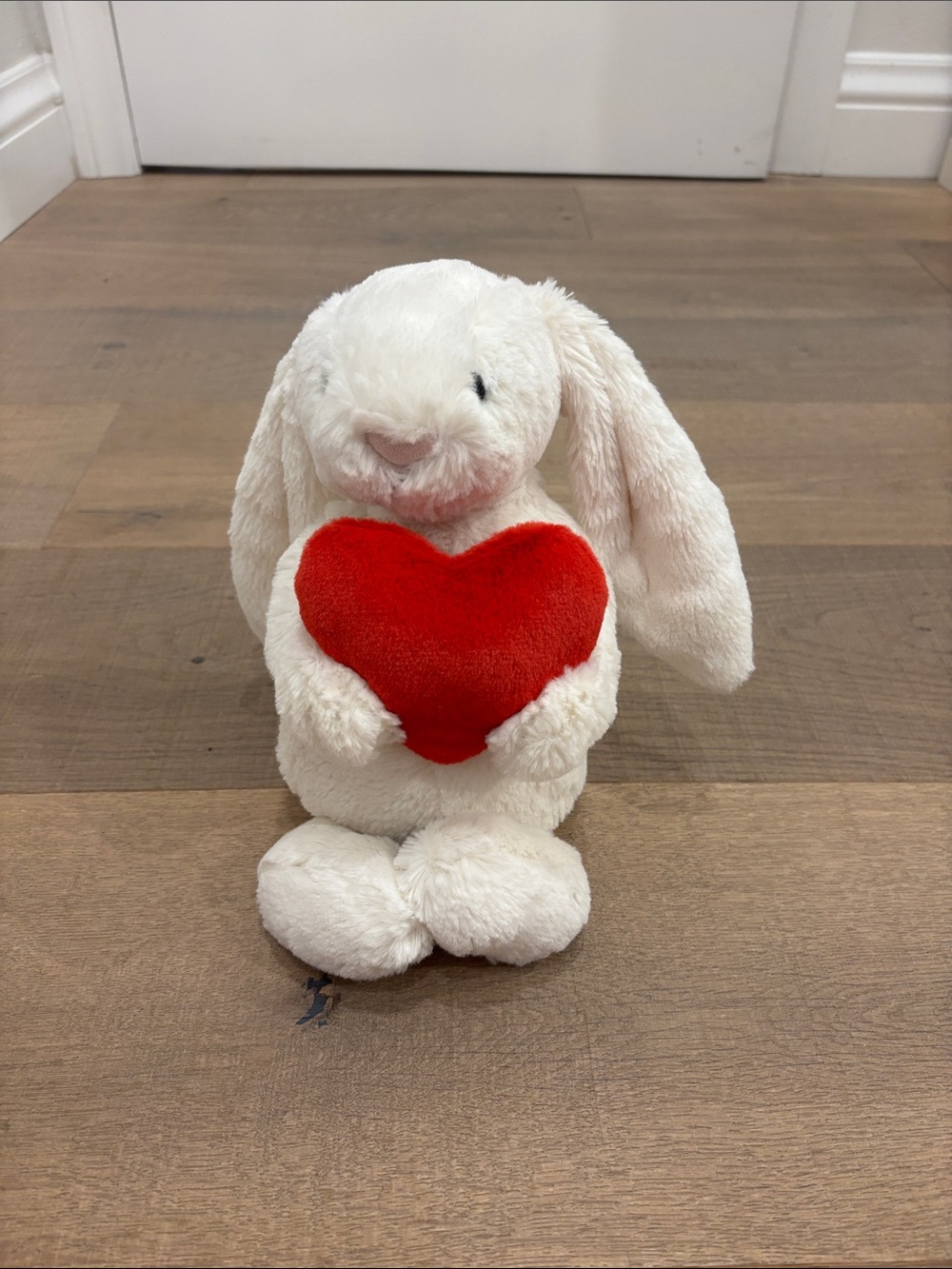 Jellycat Cream Bunny Plush with Red Heart